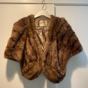 Vintage Genuine Mink Fur Shrug Coat Shawl